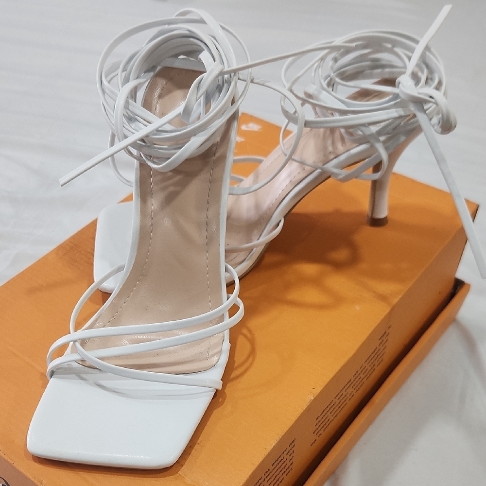 SHEIN White Strappy Heels - Picture 2 of 4